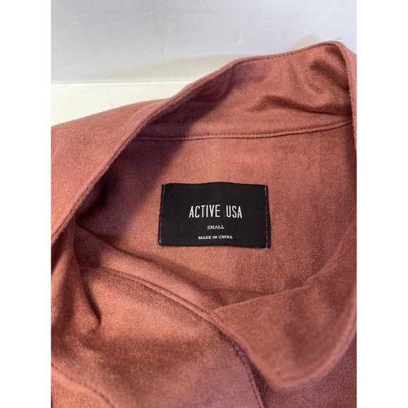 Suede Zipper Detailed Crop Biker Jacket Rust Medium Color Size Small - Picture 7 of 8